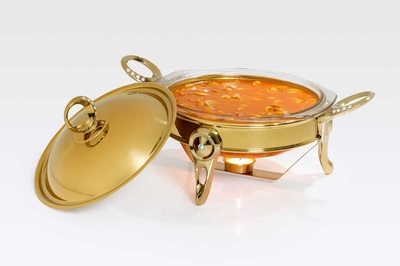 ظرف سوپ تک استیل مدل طلایی نگین دار کوچک کد 716G